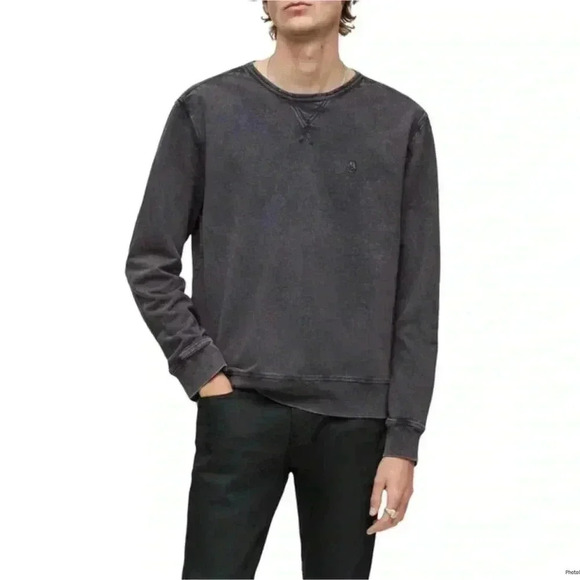 JOHN VARVATOS Darien Long Sleeve Garment Dye Terry Sweatshirt In Grey Size M - Picture 2 of 12